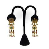 Vintage 22K Gold Indian Chandelier Earrings with Peridot, Emerald and Tourmaline Kirsten's Corner Jewelry