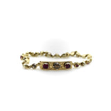 Georgian 14K Gold Diamond Ruby Bracelet jewelry Kirsten's Corner