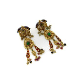Vintage 22K Gold Indian Chandelier Earrings with Peridot, Emerald and Tourmaline Kirsten's Corner Jewelry