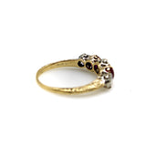 18K Gold Edwardian Five-Stone Diamond and Ruby Ring RING Kirsten's Corner