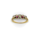 18K Gold Edwardian Five-Stone Diamond and Ruby Ring RING Kirsten's Corner