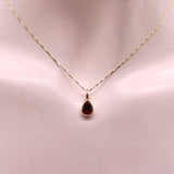 14K Rose Gold Garnet Teardrop Pendant pendant, Charm Kirsten's Corner