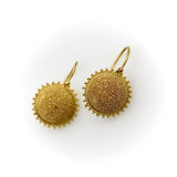 Vintage 22K Gold Hand-Granulated Sunflower Earrings