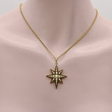 Victorian 15K Gold Northern Star Pendant with Pearls and Enamel Pendant Kirsten's Corner