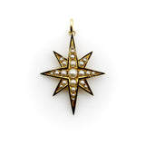 Victorian 15K Gold Northern Star Pendant with Pearls and Enamel Pendant Kirsten's Corner