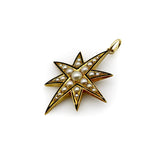 Victorian 15K Gold Northern Star Pendant with Pearls and Enamel Pendant Kirsten's Corner