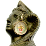 Victorian Egyptian Revival 14K Gold Reverse Painted Essex Crystal of Sphinx Pendant charm Kirsten's Corner