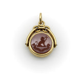 Victorian 18K Gold Swivel Fob with Compass and Hardstone Intaglio jewelry Kirsten's Corner