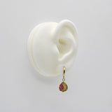 14K Gold Hand-Carved Signature Watermelon Tourmaline Leaf Huggie Earrings Earrings Kirsten's Corner