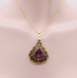 Mid-Century Modernist 14K Gold Amethyst Pendant Necklace Pendant Kirsten's Corner Jewelry
