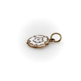 Vintage 9K Gold and White Enamel Tudor Rose Charm jewelry Kirsten's Corner