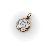 Vintage 9K Gold and White Enamel Tudor Rose Charm jewelry Kirsten's Corner