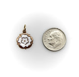 Vintage 9K Gold and White Enamel Tudor Rose Charm jewelry Kirsten's Corner