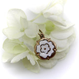 Vintage 9K Gold and White Enamel Tudor Rose Charm jewelry Kirsten's Corner