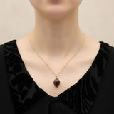 14K Gold Signature Watermelon Tourmaline Carved Leaf Pendant Pendant Kirsten's Corner