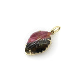 14K Gold Signature Watermelon Tourmaline Carved Leaf Pendant Pendant Kirsten's Corner