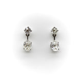 Platinum and Old Mine Cut Diamond Drop Earrings Earrings Kirsten's Corner