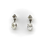 Platinum and Old Mine Cut Diamond Drop Earrings Earrings Kirsten's Corner