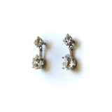 Platinum and Old Mine Cut Diamond Drop Earrings Earrings Kirsten's Corner