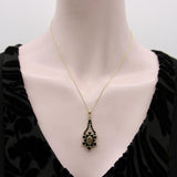 Georgian 14K Gold Flat Cut Onyx Mourning Pendant Pendant Kirsten's Corner