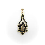 Georgian 14K Gold Flat Cut Onyx Mourning Pendant Pendant Kirsten's Corner