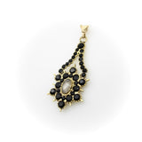 Georgian 14K Gold Flat Cut Onyx Mourning Pendant Pendant Kirsten's Corner