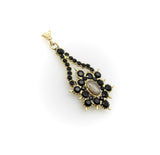 Georgian 14K Gold Flat Cut Onyx Mourning Pendant Pendant Kirsten's Corner