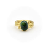 22K Gold Hand-Hammered Ring with Blue-Green Tourmaline Cabochon jewelry Kirsten's Corner