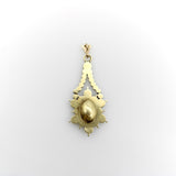 Georgian 14K Gold Flat Cut Onyx Mourning Pendant Pendant Kirsten's Corner