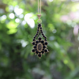 Georgian 14K Gold Flat Cut Onyx Mourning Pendant Pendant Kirsten's Corner