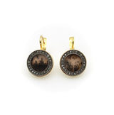 Russian 14K 18K Gold and Silver Dendritic Agate Earrings with Rose Cut Diamonds Earrings Kirsten's Corner