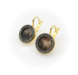 Russian 14K 18K Gold and Silver Dendritic Agate Earrings with Rose Cut Diamonds Earrings Kirsten's Corner