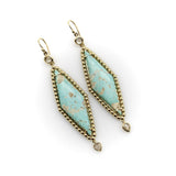 Signature 14K Gold Turquoise and Rose Cut Diamond Dangle Earrings Earrings Kirsten's Corner