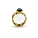 22K Gold Hand-Hammered Ring with Blue-Green Tourmaline Cabochon jewelry Kirsten's Corner