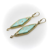 Signature 14K Gold Turquoise and Rose Cut Diamond Dangle Earrings Earrings Kirsten's Corner