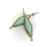 Signature 14K Gold Turquoise and Rose Cut Diamond Dangle Earrings Earrings Kirsten's Corner