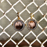 Russian 14K 18K Gold and Silver Dendritic Agate Earrings with Rose Cut Diamonds Earrings Kirsten's Corner