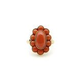 Retro 14K Gold Coral Cabochon Cluster Ring Kirsten's Corner