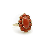 Retro 14K Gold Coral Cabochon Cluster Ring Kirsten's Corner
