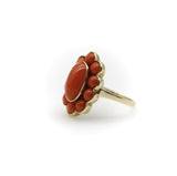 Retro 14K Gold Coral Cabochon Cluster Ring Kirsten's Corner