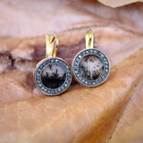 Russian 14K 18K Gold and Silver Dendritic Agate Earrings with Rose Cut Diamonds Earrings Kirsten's Corner