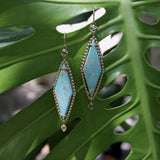 Signature 14K Gold Turquoise and Rose Cut Diamond Dangle Earrings Earrings Kirsten's Corner