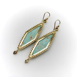 Signature 14K Gold Turquoise and Rose Cut Diamond Dangle Earrings Earrings Kirsten's Corner