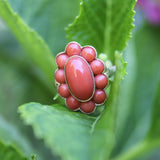 Retro 14K Gold Coral Cabochon Cluster Ring Kirsten's Corner