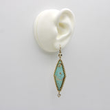 Signature 14K Gold Turquoise and Rose Cut Diamond Dangle Earrings Earrings Kirsten's Corner