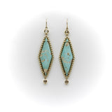 Signature 14K Gold Turquoise and Rose Cut Diamond Dangle Earrings Earrings Kirsten's Corner