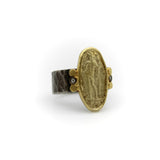 Ancient-Inspired Classical Sterling Silver and 24K Gold Ring with Diamonds ring Kirsten's Corner
