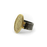 Ancient-Inspired Classical Sterling Silver and 24K Gold Ring with Diamonds ring Kirsten's Corner
