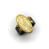 Ancient-Inspired Classical Sterling Silver and 24K Gold Ring with Diamonds ring Kirsten's Corner
