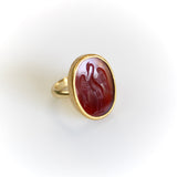 18K and 22K Gold Carnelian Intaglio Heron Ring from Metropolitan Museum of Art RING Kirsten's Corner